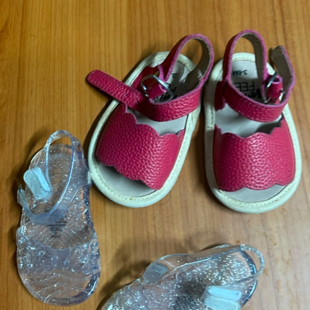 Monkey Feet Pink and Silver Sparkly Sandals